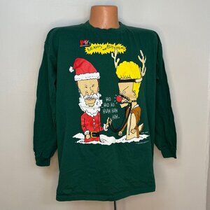 Vintage 1990s MTV's Beavis and Butthead Christmas T-Shirt, Stanley Desantis XL